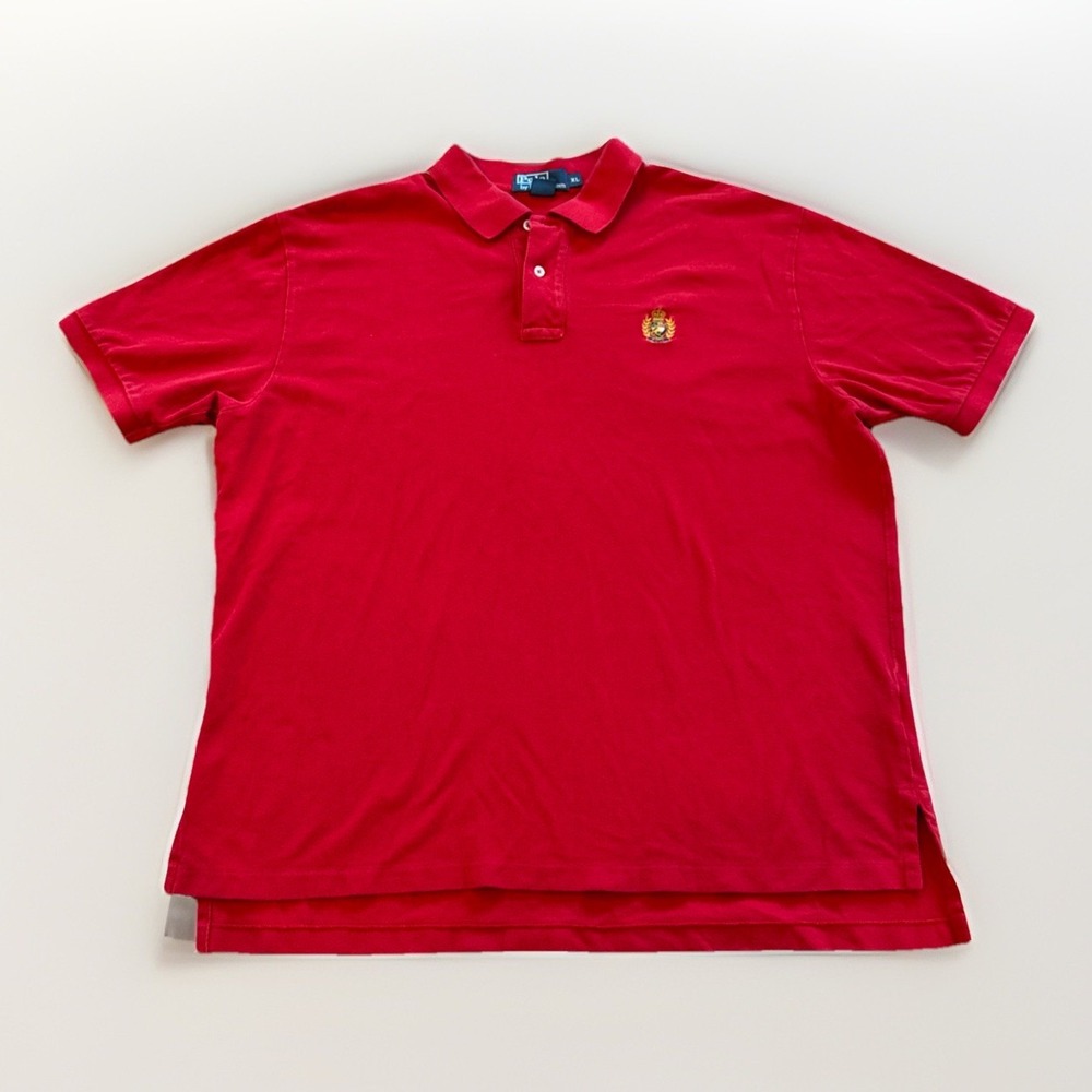 Vintage Polo Ralph Lauren Shirt Mens XL Red Crest Coat of Arms‎ Logo Preppy 90s